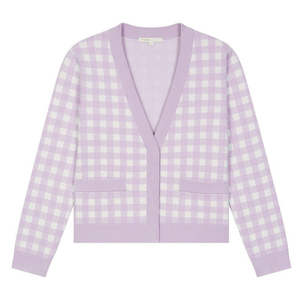 NWT Maje Mystyle Gingham Cardigan FR1/S Purple Parma *I SHIP SAME DAY!* - Picture 1 of 5